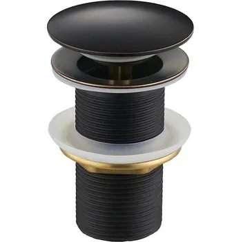 Mexen uzavíratelná umyvadlová výpusť kulatý, ClickClack, velká zátka, bez přepadu, Retro černá, 79910-79