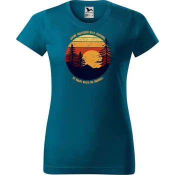 Dámské tričko DOBRÝ TRIKO Dámské tričko s potiskem Cestování Barva: Petrolejová, Velikost: XS