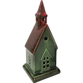 Vánoční dekorace Vánoční keramická lucerna HYTTE X zelená