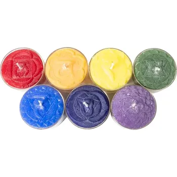 Svíčka Set čajových svíček - 7 čaker 7 ks, hoření 5 hod., 4 x 2 cm, palmový vosk