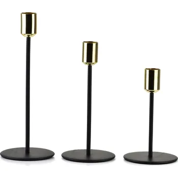 Svícen Sada 3 ks svícnů CEDRIC černo-zlatá