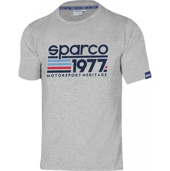 Pánské tričko SPARCO 1977 Motorsport Heritage šedé pánské triko Stretch XL