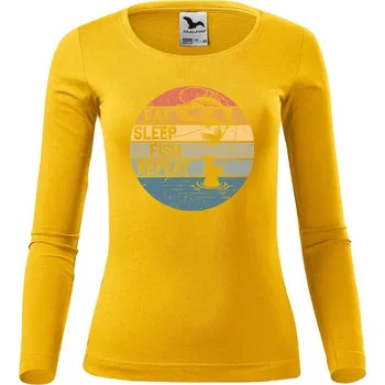 Dámské tričko DOBRÝ TRIKO Dámské bavlněné triko Eat sleep fish Velikost: M, Barva: Žlutá