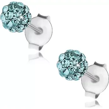 Náušnice Kuličkové náušnice ze stříbra 925, světle modré krystalky Preciosa, 4 mm