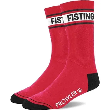 Dildo Prowler Red Fisting Socks, červené bavlněné ponožky s nápisem