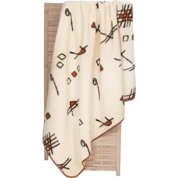 Ovčí věci Vlněná deka z ovčí vlny MERINO - geometrický vzor