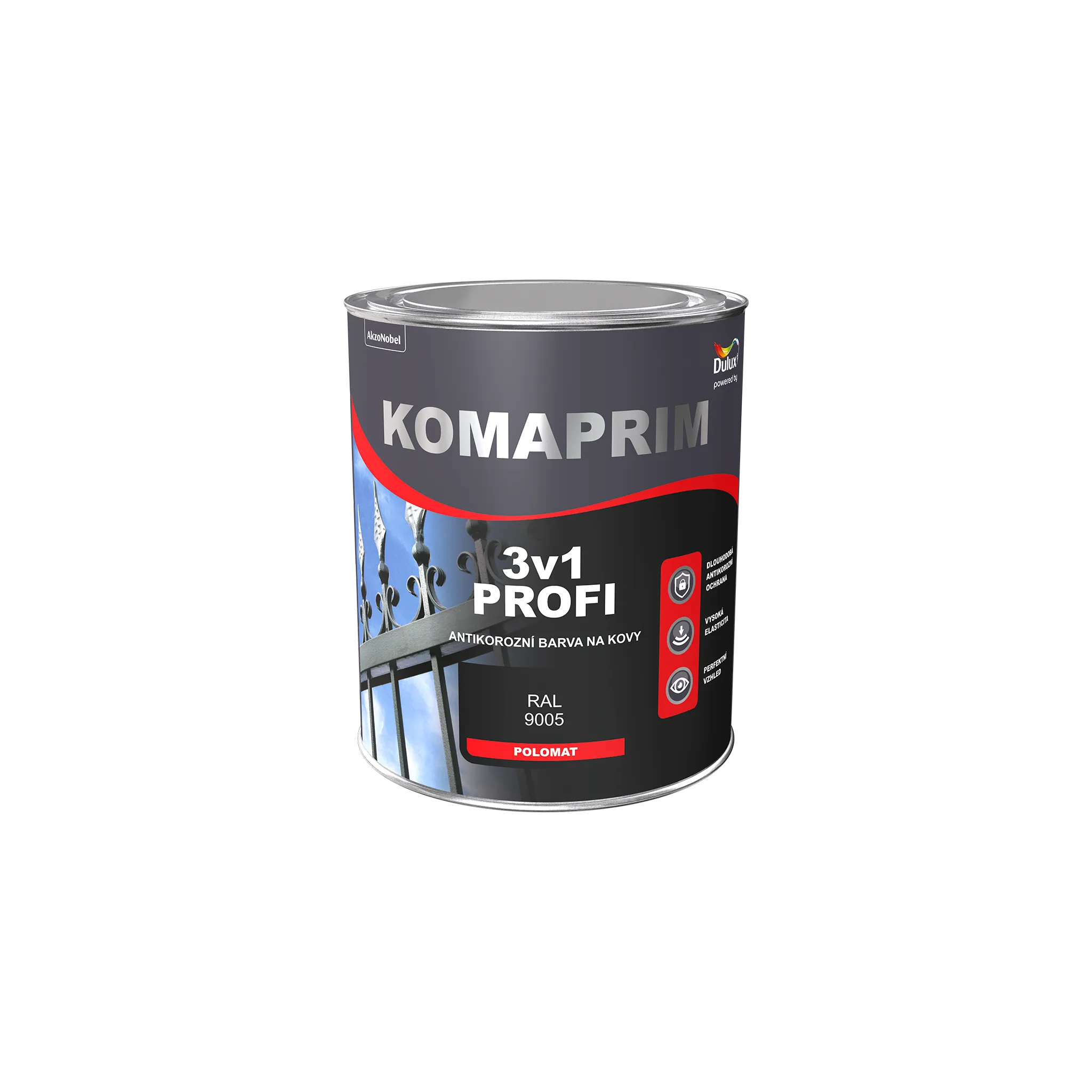 Fotografie 2 - Barva na kov Dulux Komaprim Profi 3v1 4 l RAL 8017 tmavě hnědá