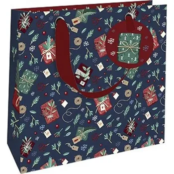 Dárková taška Nekupto Dárková papírová taška luxusní modrá 18 x 16 cm Vánoční dárky