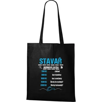 Nákupní taška DOBRÝ TRIKO Bavlněná taška s potiskem Hodinová sazba stavař Barva: Černá