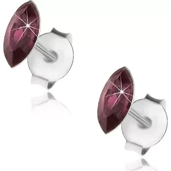 Náušnice Stříbrné 925 náušnice, fialové zrnko, Swarovského krystal, puzetky