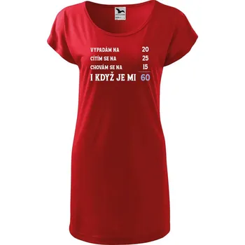 Dámské tričko DOBRÝ TRIKO Dámské tričko/šaty Je mi 60 Velikost: S, Barva: Červená