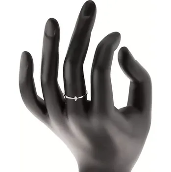 Prsten Prsten z bílého 14K zlata - blýskavý čirý briliant v dvojcípém kotlíku, zúžená ramena - Velikost: 51