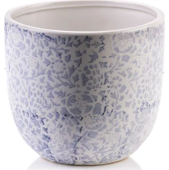 Květináč Keramický květináč YANDA 15,5 cm bílý/modrý