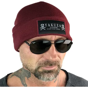 Kšiltovka Čepice zimní Yakuza Skull Knit - tmavě červená