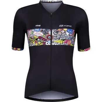cyklistický dres force dres vivid lady krátký rukáv | černý, 2022, velikost: l