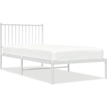 Postel Kovový rám postele s čelem 350924 90 x 200 cm bílý