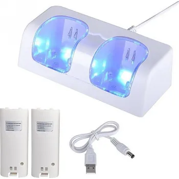Stojan pro herní konzoli Nintendo Wii LED nabíjecí stanice + baterie