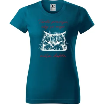 Dámské tričko DOBRÝ TRIKO Dámské tričko s potiskem Tvrdě pracuju kočka Barva: Petrolejová, Velikost: 2XL