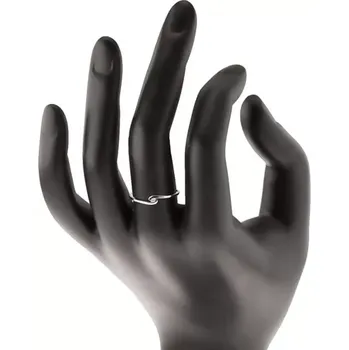 Prsten Prsten z bílého zlata 14K - kulatý čirý diamant mezi zahnutými rameny - Velikost: 51