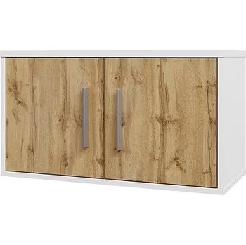 Nejlevnější nábytek Nástavec na skříň NEJBY GIANNI s dvířky, bílý, dub wotan