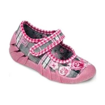 Dívčí baleríny 109P047 20 - balerínky Befado káro šedo-růžová S 109P047_20