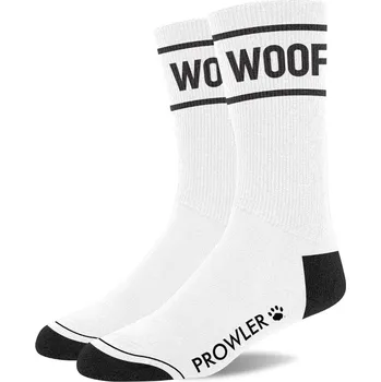Prowler Red Woof Socks, bílé bavlněné ponožky s nápisem