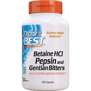 Doplněk stravy pro podporu trávení Doctor´s Best Betaine HCl Pepsin and Gentian Bitters, 360 kapslí