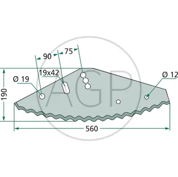 Pracovní nůž Nůž pro krmný vůz Mayer Silo King o celkové délce 560 mm