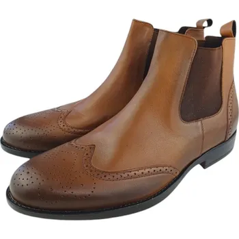 Pánské polobotky S 2199/F - 003 zateplené pánské chelsea v hnědé barvě s podporou klenby nožní 42