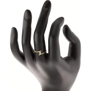 Prsten Prsten ze žlutého zlata 585 - zářivý čirý briliant, tenká zahnutá ramena - Velikost: 53