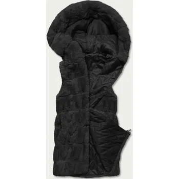 Dámská vesta Dámská černá kožešinová vesta s kapucí 93P582 SWEST, odstíny černé XXL (44) i392_21275-48