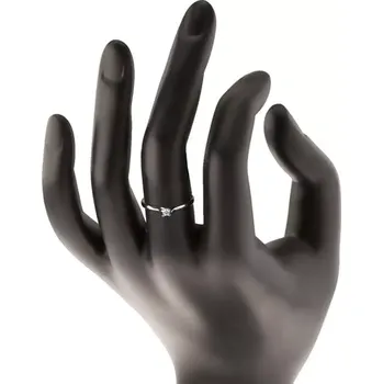 Prsten Zlatý prsten 585 - třpytivý čirý diamant v čtyřcípém kotlíku, bílé zlato - Velikost: 49