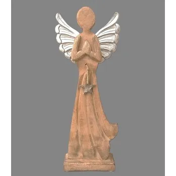 Vánoční dekorace Anděl dřevo kovová křídla 47cm