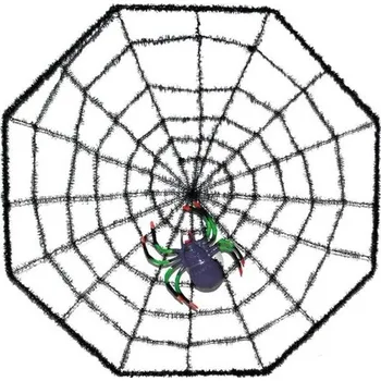 Party dekorace Funny Fashion Pavučina černá s fialovým pavoukem 38 x 38 cm