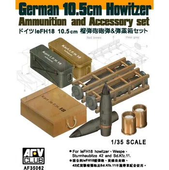 Plastikový model AFV Club 1/35 German 10.5cm Howitzer Ammunition leFH 18 and Accessory set