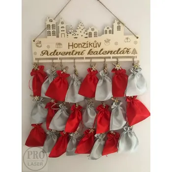 Vánoční dekorace Dřevěný adventní kalendář se jménem