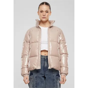 Ladies Recycled Short Shiny Puffer Jacket - duskrose 4XL