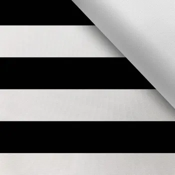 Látka s potiskem nepromokavý polyester TD/NS pásky černo-bílé