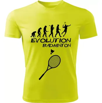 BADMINTON tričko Evolution limetkové 3XL (pánské tričko EVOLUTION sportovní)