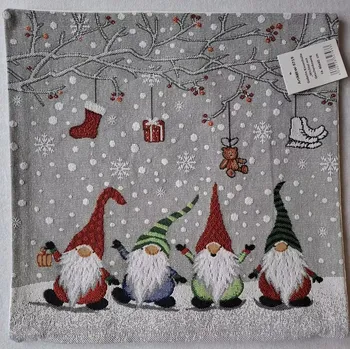 Povlak na dekorativní polštářek GOBELÍNOVÝ POVLAK - VÁNOČNÍ trpaslíci