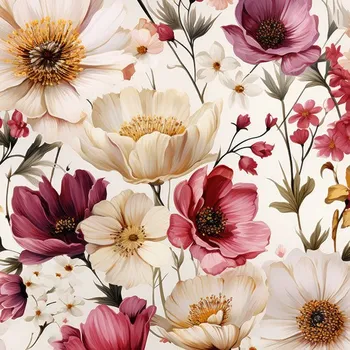 Galanterie Satén elastický květiny světlé 60