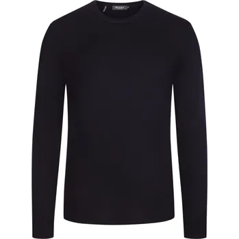 Pánský svetr Velké Velikosti - Maerz - Svetr, výstřih do O, z čisté merino vlny - 58 - Námořnická Modrá