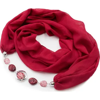 Šála Šála s bižuterií Extravagant - tmavě červená