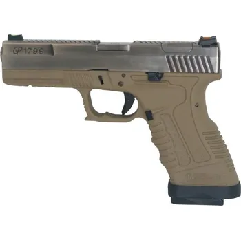 Airsoftová zbraň VÝPRODEJ - Airsoftová pistole GP1799 T8 - stříbrný kovový závěr, pískový rám, stříbrná hlaveň, GBB, WE