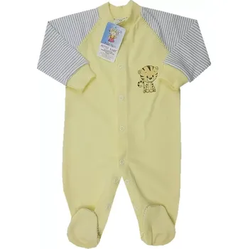 Kojenecký overall Overal na spaní bavlna smetanová žlutý proužek tygřík velikost 50