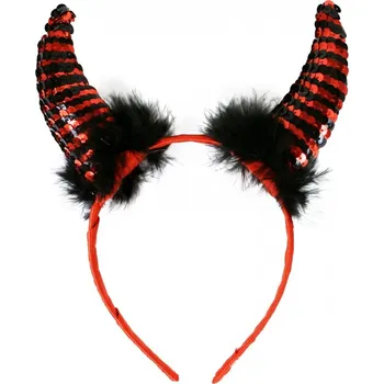 Karnevalový doplněk Rohy čerta s peřím a flitry