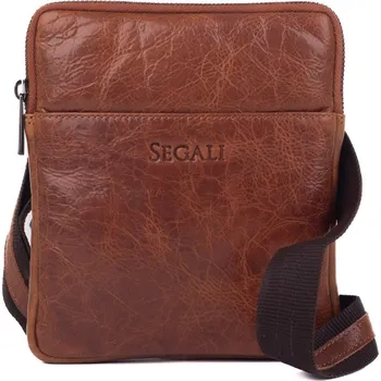 SEGALI Pánská kožená taška přes rameno 29091 koňak