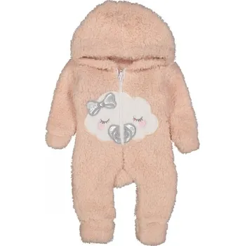 Kojenecký overall Dětský chlupatý overal Mráček s mašličkou Růžová 68