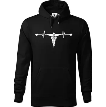 Pánská mikina DOBRÝ TRIKO Pánská mikina s potiskem Tep srdce zdravotnictví Velikost pánské mikiny: 4XL, Barva: Černá