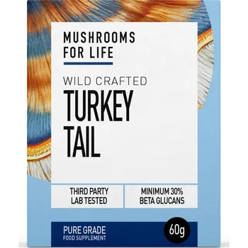 Fitness strava Mushrooms for Life | Coriolus (Outkovka pestrá) prášek zřejmě nejlepší vitální houba na světě - 60 g